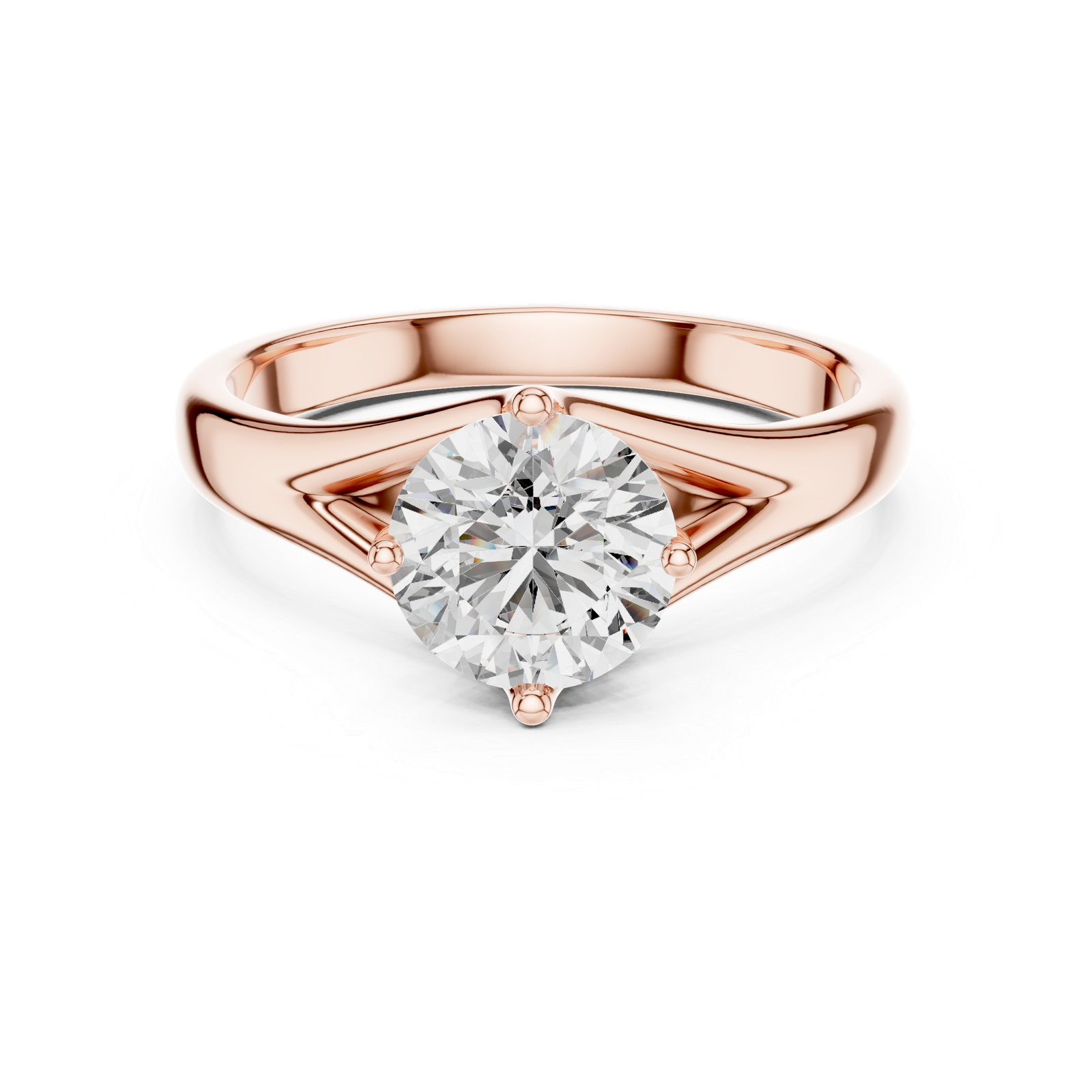 Bypass Solitaire Ring with Round Brilliant Diamond