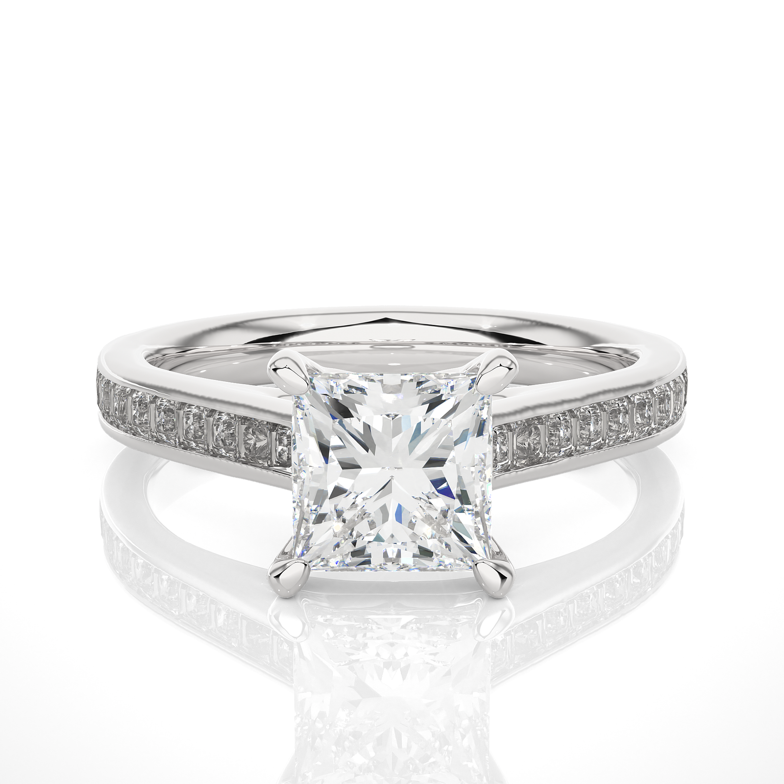 Channel-Set Princess Cut Diamond Engagement Ring
