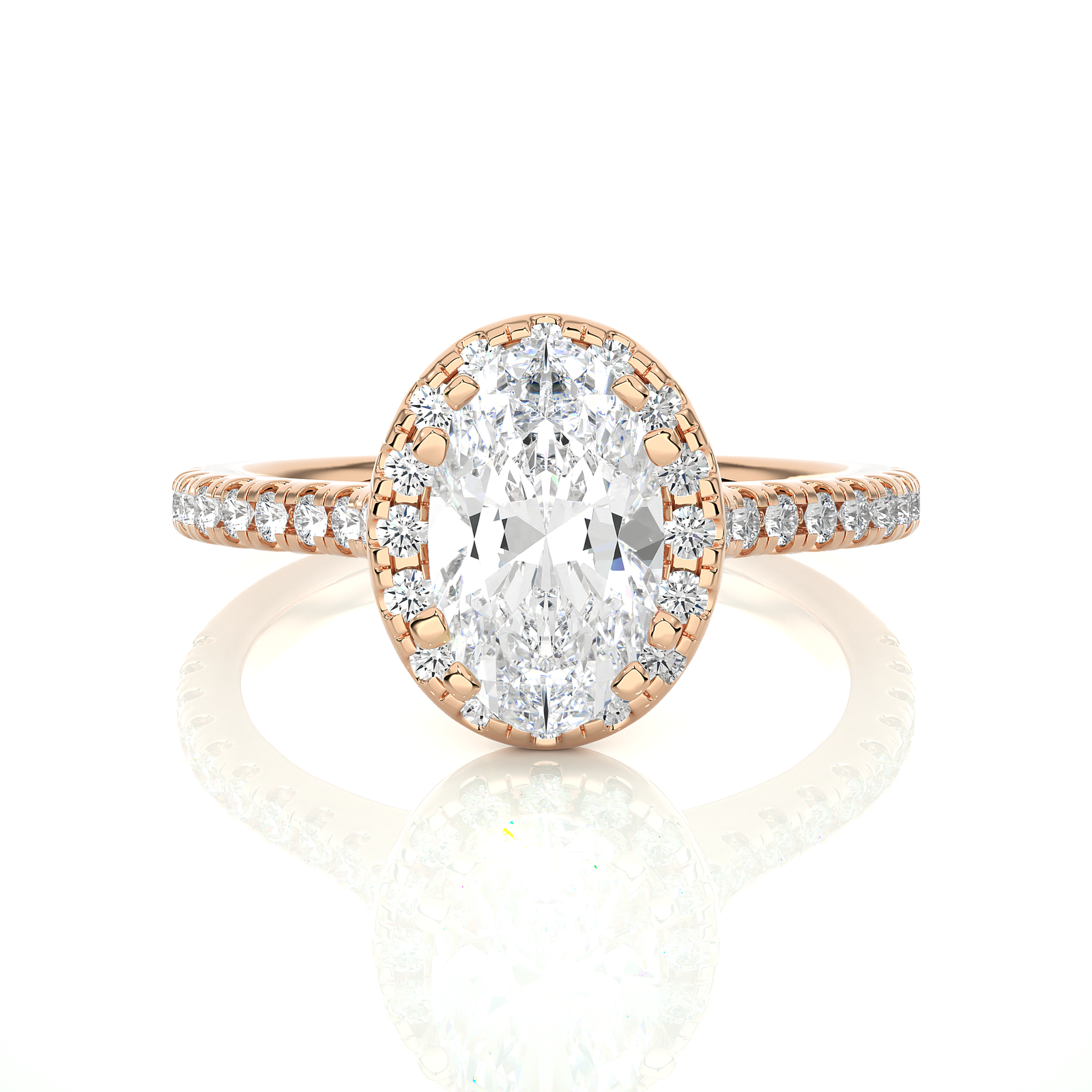 Cathedral-Set Oval Diamond Engagement Ring