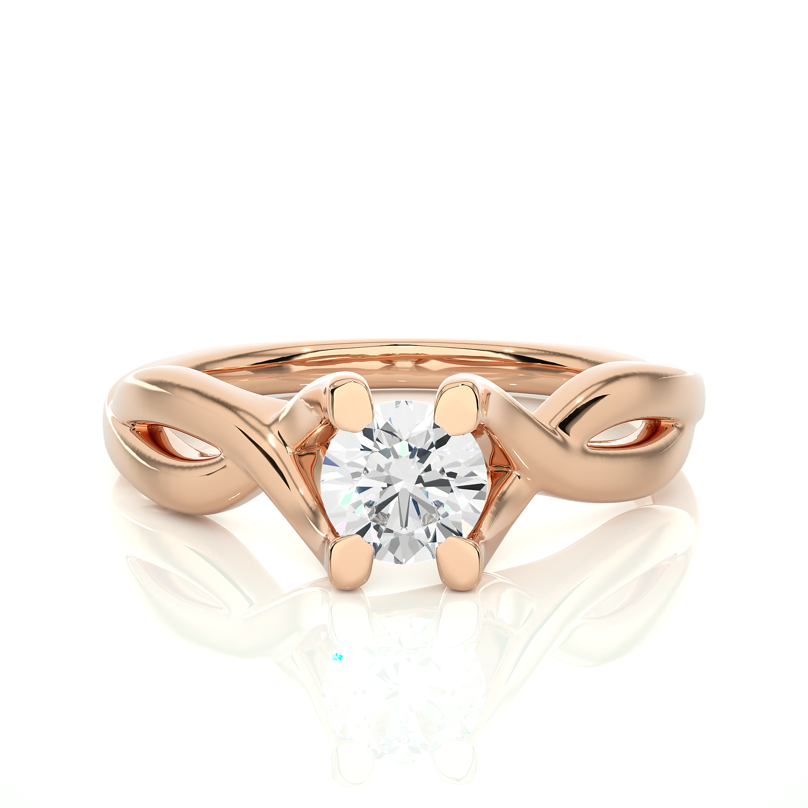 Twisted Gold Solitaire Engagement Ring