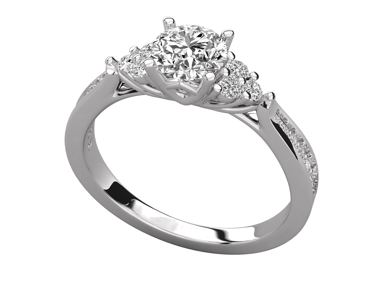Cluster Accent Diamond Engagement Ring