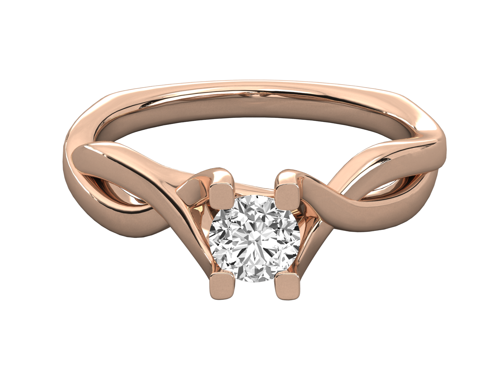 Intertwined Diamond Solitaire Ring