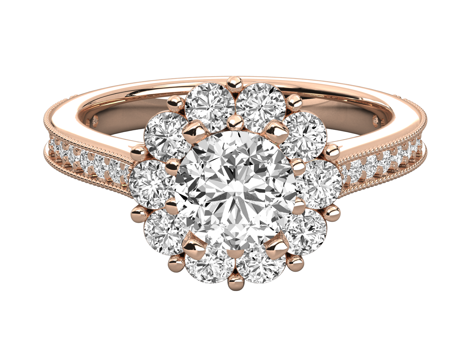Flower Cluster Diamond Engagement Ring