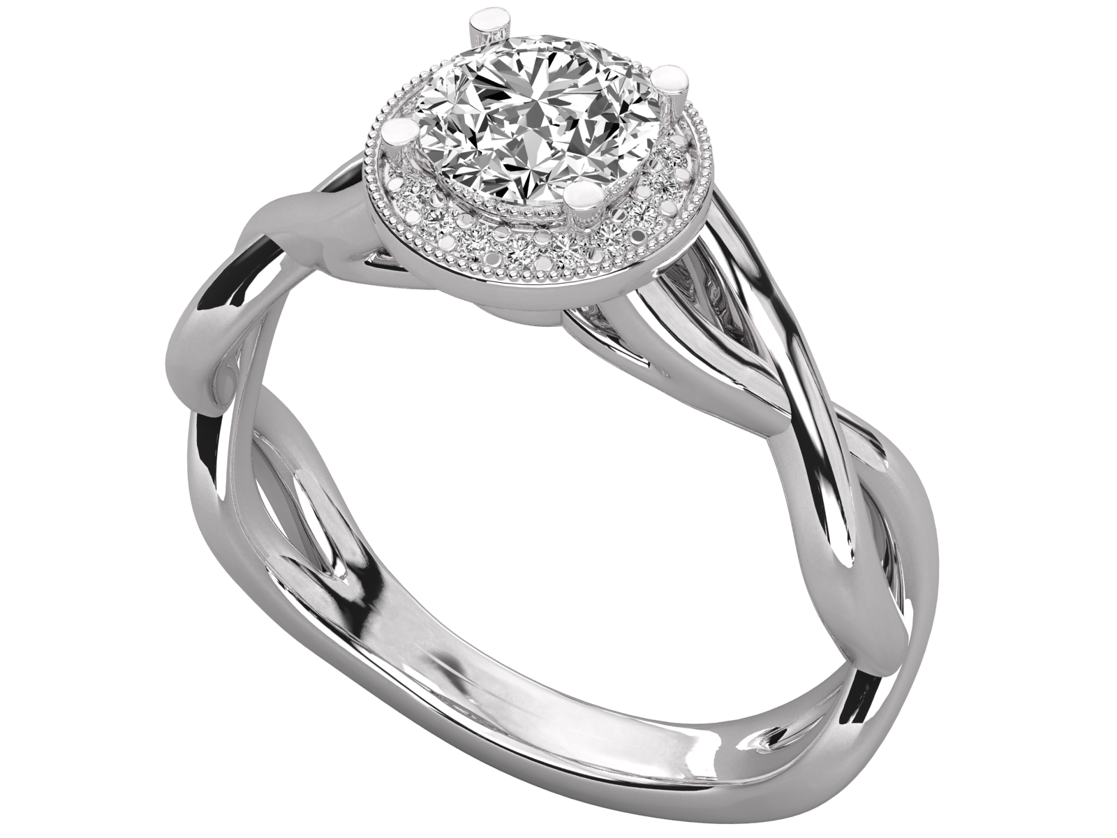 Twisted Halo Engagement Ring
