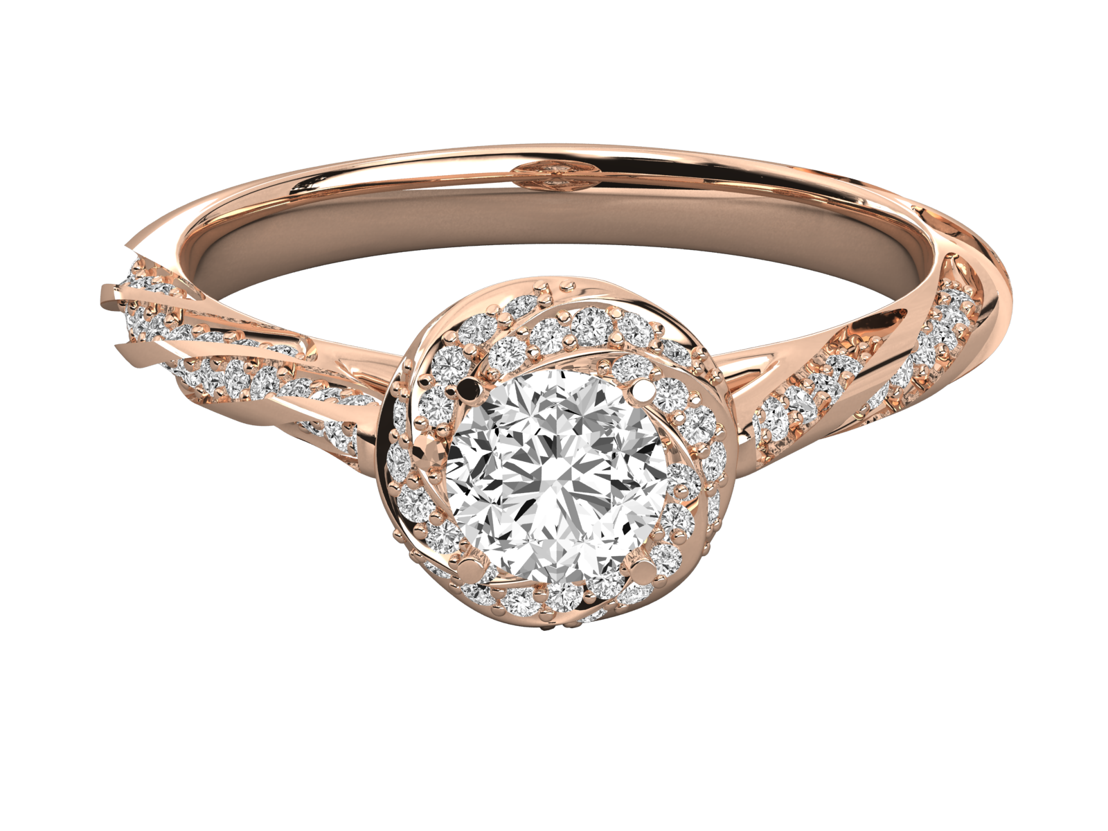 Twisted Halo Diamond Engagement Ring