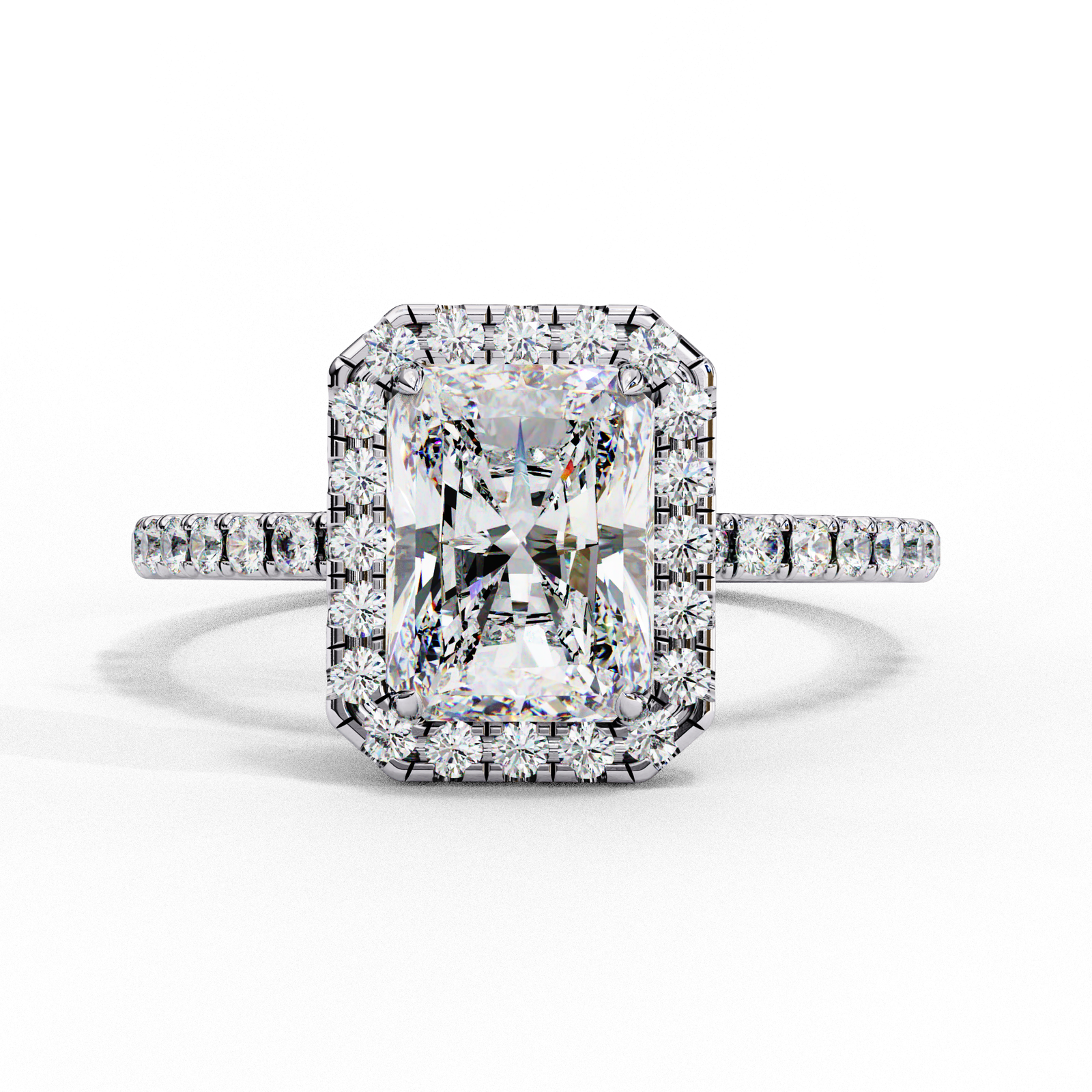 Radiant-Cut Halo Diamond Engagement Ring