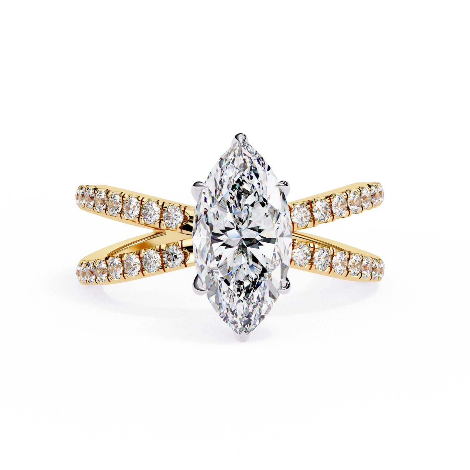 Split Shank Marquise Diamond Engagement Ring