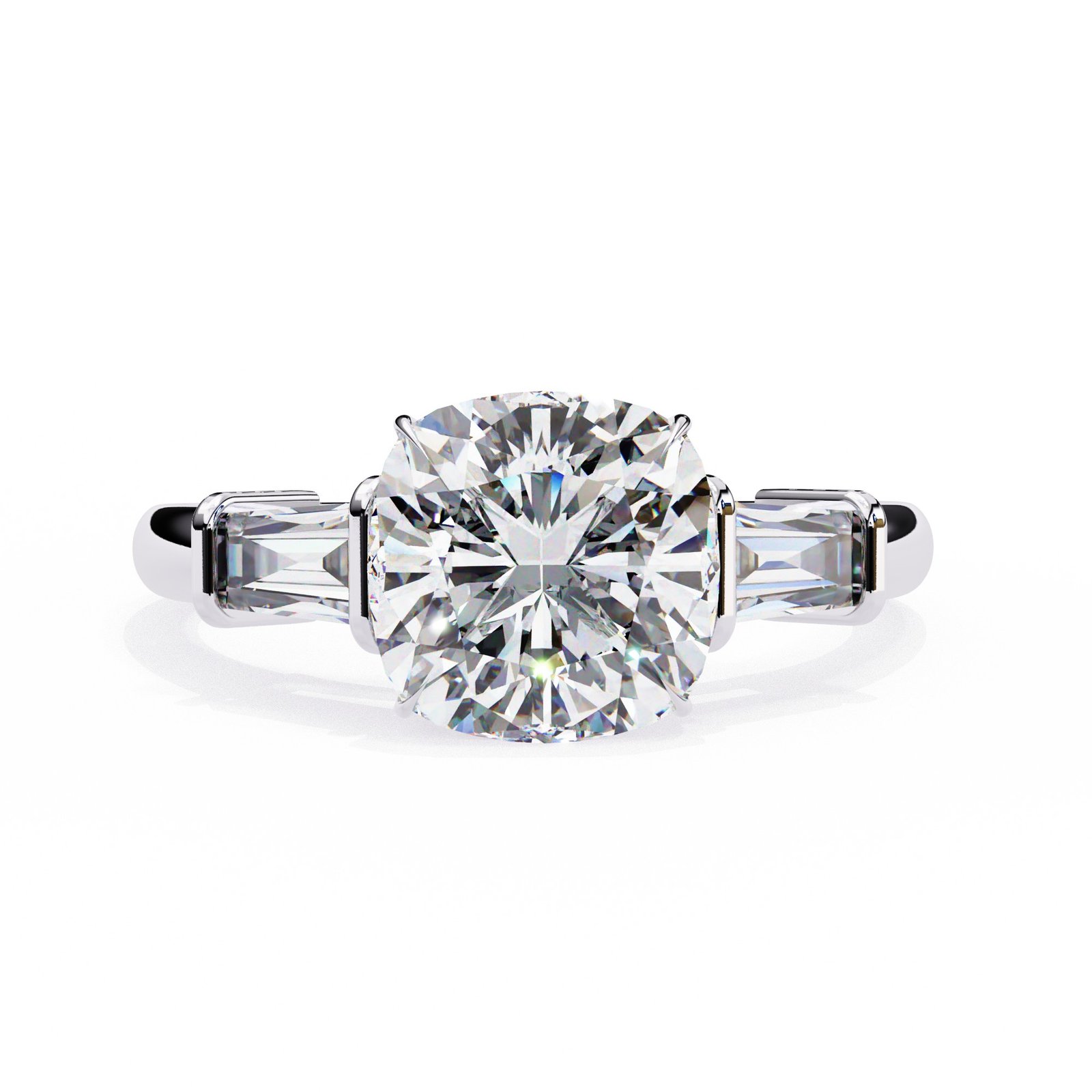 Classic Three-Stone Cushion Diamond Ring