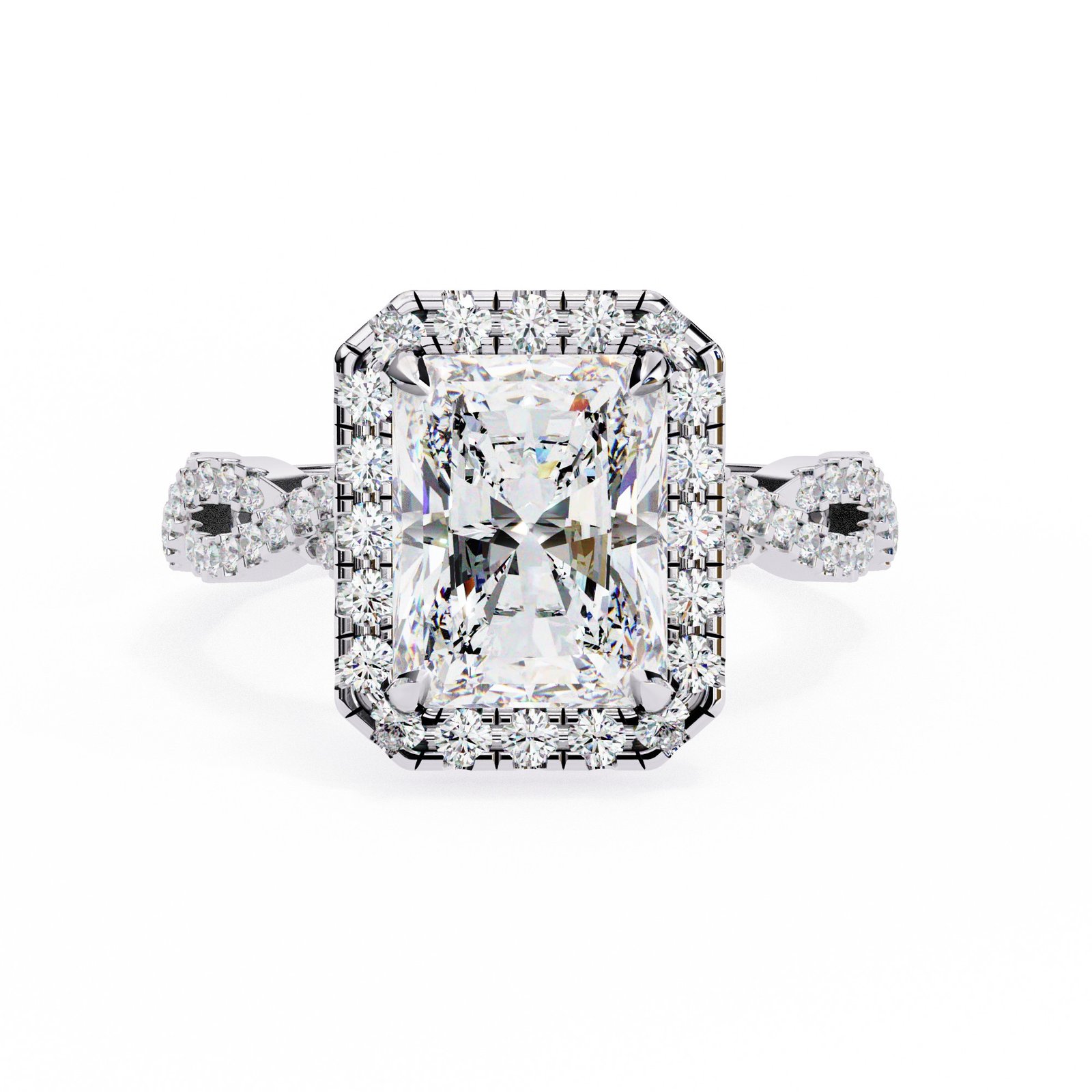 Radiant Cut Diamond Halo Engagement Ring 
